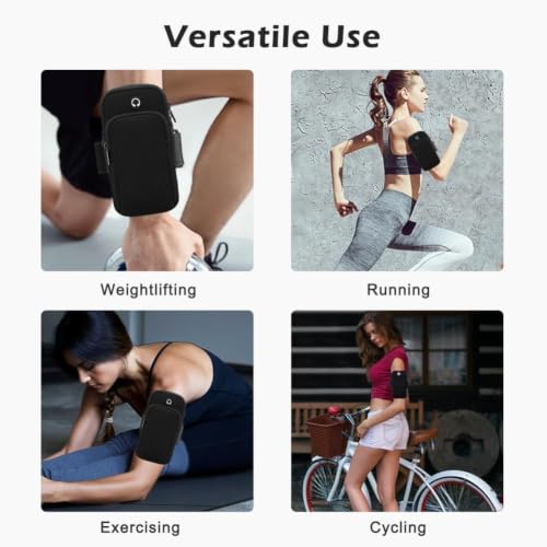 Image of CLITZ Phone Holder for Running, Walking, Workout, Under 7 in Armband Smartphone Holder, Phone Pouch Cards Keys Wallet, Gym Sports Arm Bands Sleeve Fit Women Men(Color:Black)