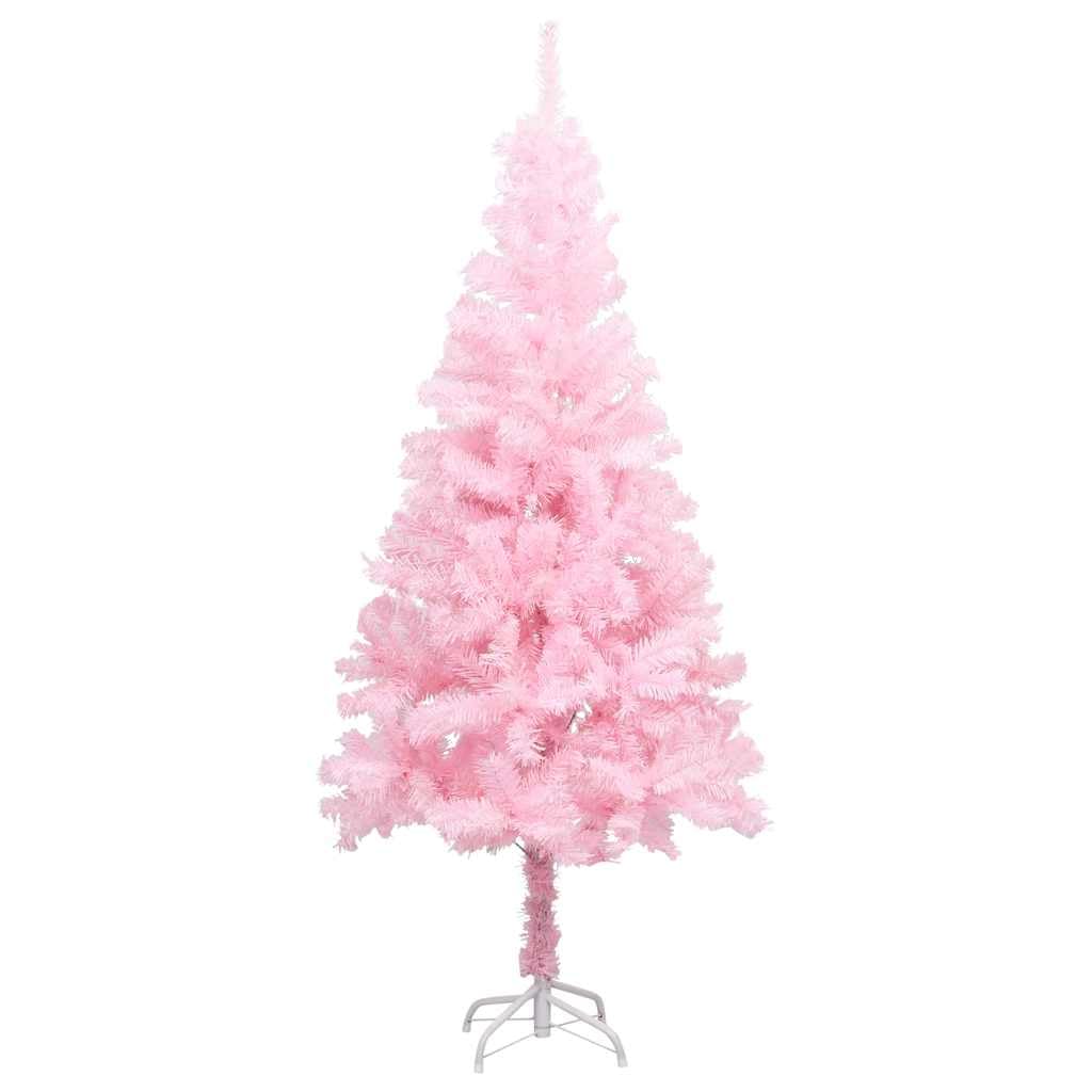 Sztuczna choinka różowa 180 cm, 564 gałązki, z 150 diodami LED, bombki choinkowe, odporne na pękanie, stal PCW, do świątecznej dekoracji bożonarodzeniowej