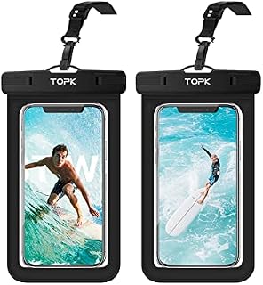 TOPK Waterproof Phone Pouch, 2 Pack Universal IPX8 Waterproof Phone Case Dry Bag with Lanyard for iPhone 13 13 Pro Max 12 11 XR XS 2022, Samsung S22 S22+ S21 Up to 7.0 inch- Black