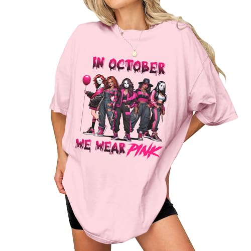 Breast Cancer Awareness Month T-Shirt - Positive Encourage Shirt for Women - Halloween Movie Lovers Tee