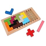 LanYo 知育玩具 パズルゲーム 木製のおもちゃテトリ 積み木 型はめ テトリス おもちゃ 教育 形合わせ