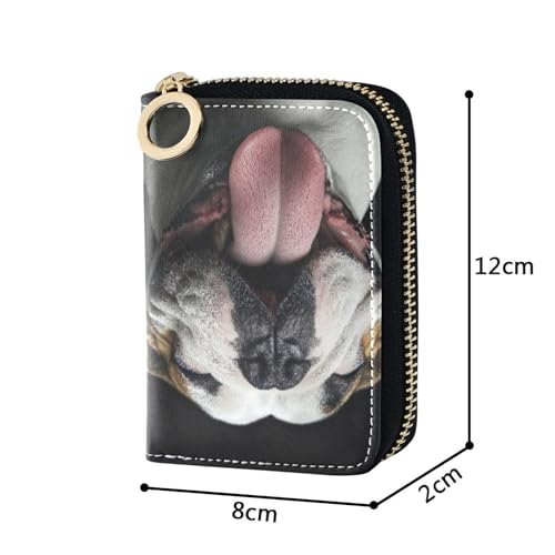 Funny Bulldog Cute Art Women's Wallet Leather RFID Blocking Credit Card Holders Animal Coin Purse Pouch with Zipper3