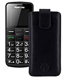 Favory Original Etui Tasche für Panasonic KX-TU 110 Leder Etui Handytasche Ledertasche Schutzhülle Hülle Hülle Lasche mit Rückzugfunktion* in schwarz