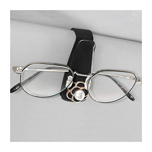 AICEL Car Sunglasses Holder, 2 Pack Camellia Sun Visor Ticket Card Glasses Hanger Clips, Universal Multi Purpose Automotive Eyeglass Organizer Mount Clip, Car Accessories for Most Vehicles