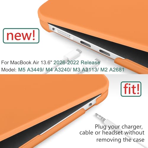 Image of DONGKE Compatible with MacBook Air 13.6 inch Case M4 M3 M2 2025 2024 2023 2022 A3240 A3113 A2681, Plastic Hard Shell & Keyboard Cover for MacBook Air M4 13 inch Case, Matte Cosmic Orange
