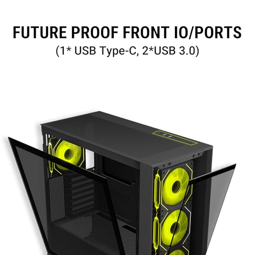 Image of Ant Esports 621 C3 ATX Mid-Tower Computer Case /Gaming Cabinet with Type-C | Support ATX, Micro-ATX, Mini-ITX | Pre-Installed 4 Rear ARGB Infinity Mirror Fans (Black)