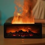 ZYWUOY Difusor de chimenea, difusor de aroma de llama en 3D, humidificador colorido con control remoto, modos de iluminación duales, para hogar y oficina (negro)
