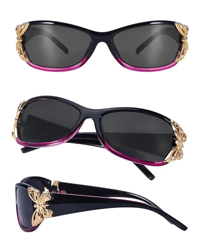 FancyPink Women's Polarized Sunglasses - Wrap Around Stylish Butterfly Frame w UV Protection Sun Glasses for Women2