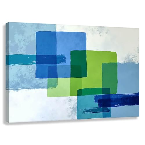 Novup Abstract Wall Art Blue Green Harmony Canvas Print Decor Pictures Painting 18X12Inch