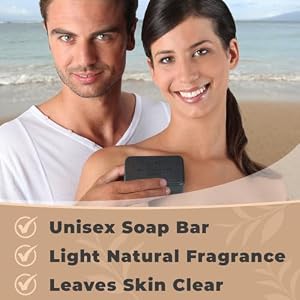 One With Nature 4Oz 6Pack Charcoal Soap Bar in Gift Box for Face Body Acne All Skin Types Contains Dead Sea Salt Activated Charcoal Shea Butter Argan Oil and 21 Essential Minerals