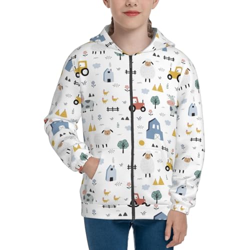 Cute Sheep and Cows Kid Hoodies Boys Zip Up Sweatshirts Girls Pullover with Pocket3