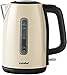 COMFEE' Wasserkocher 2200W Schnelles Kochen, 1.7L Edelstahl-Wasserkocher, Kabellos mit automatischer Abschaltung, BPA-freies Material, 360°drehbarer Sockel&abnehmbarer Filter, CKE-173010m-RO-CM, Crème