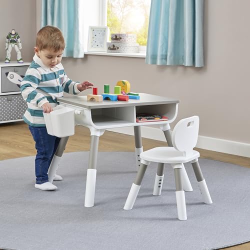 Liberty House Toys Kids Scandi Height Adjustable Table and Chair Set Grey & White