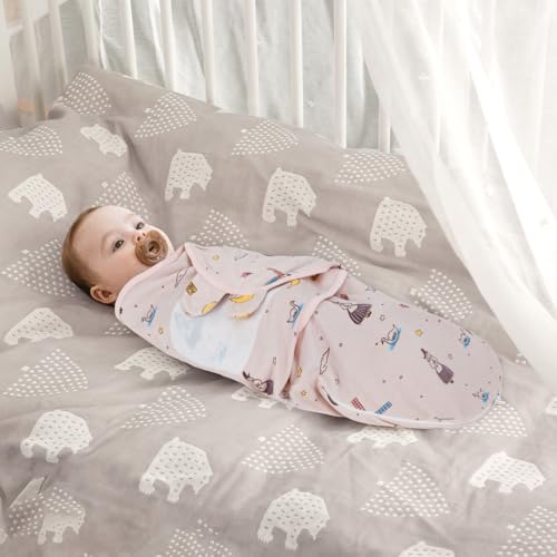Image of HOUSBAY Baby Swaddle Blanket Boy Girl,Super Soft Material Newborn Adjustable Swaddles 2-Way Zipper Sleep Sack 1 Pack 0-3Months(Fairytale)