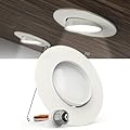 Sunco Lighting LED Can Lights Eyeball Retrofit Gimbal 5/6 Inch Recessed Light Fixture Home Office Dimmable, 12W=60W, 800 LM, Directional Angled Trim Adjustable Downlight, 1 Pack, 3000k Warm White