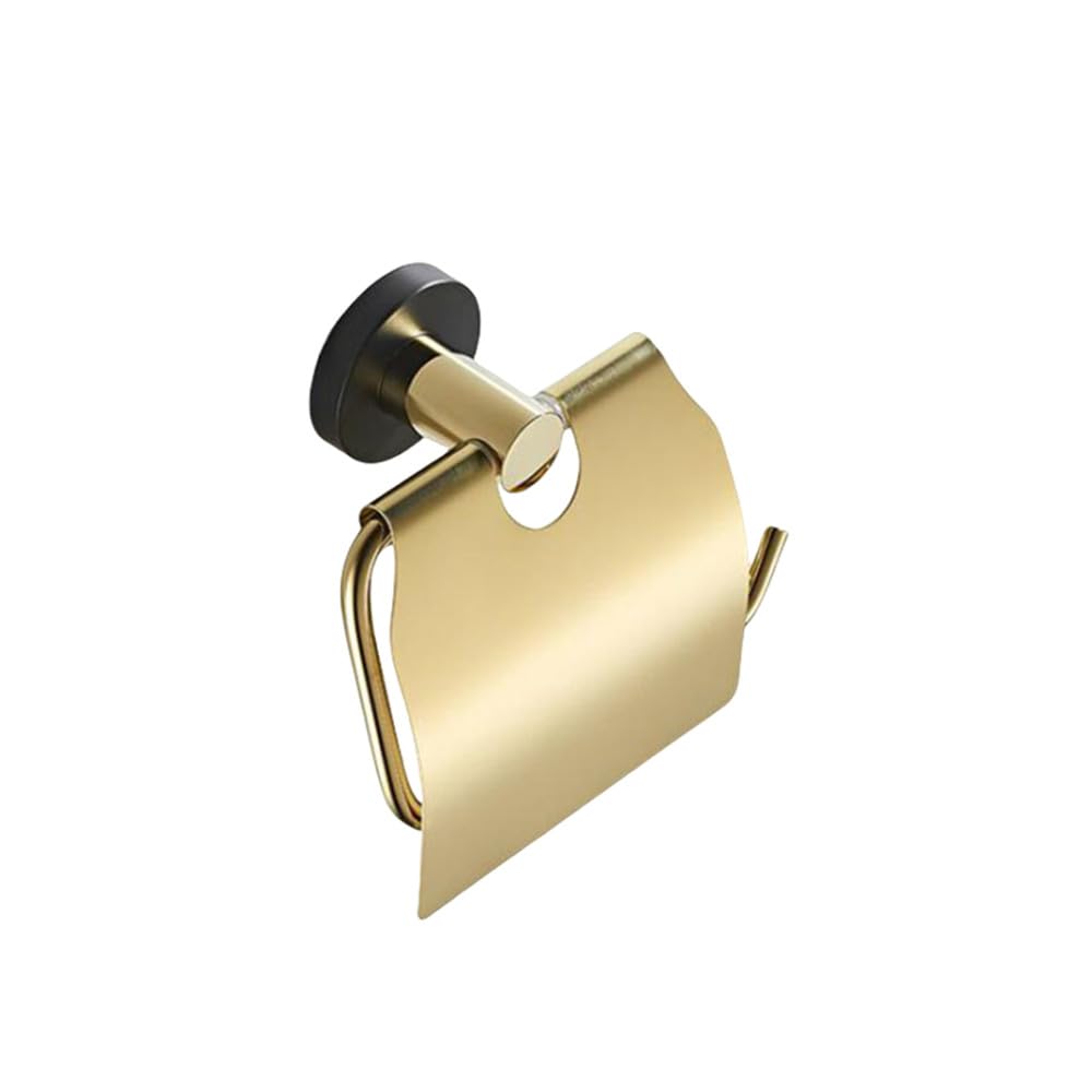Bathroom Hardware Fixture Set, Towel Bar, Bathroom Towel Rack, Toilet Brush, Toilet Paper Holder, Robe Hooks, Towel Ring (Gold),Single Bar (Paper Holder)