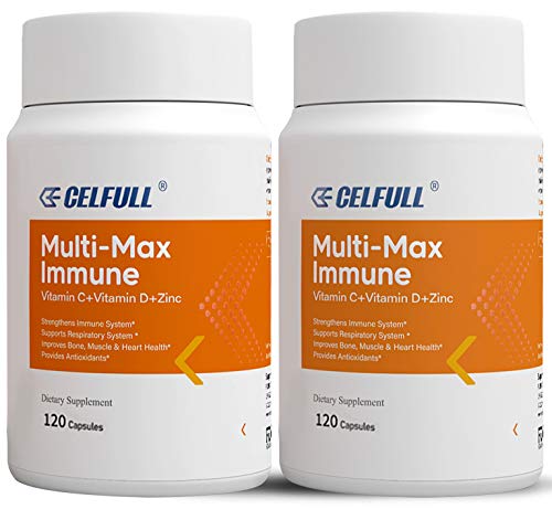 Multi-Max Immune Support Supplement 4 Month Supply with Zinc, Vitamin C + D with Multivitamins E B Complex and Minerals Calcium Magnesium & Antioxidants, 120 Capsules X 2 Pack
