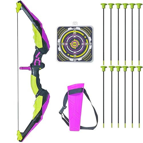 HYNXM Bogenschießen Set Pfeil und Bogen Set für Kinder mit 12 Saugtasche Bögen, 1 Ziel für Outdoor Bogenschießen Spiel Sport für Jungen und Mädchen.