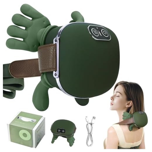 HIHOBDAY Masajeador de cuello y hombros, tejido profundo en forma de mano, amasado 4D con terapia de calor, dispositivo de masaje eléctrico portátil para aliviar el dolor