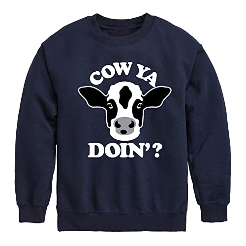 Instant Message - Cow Ya Doin - Toddler & Youth Crewneck Fleece Sweatshirt