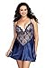 Dreamgirl Women's Alluring Satin Charmeuse Chemise with Lace Details, Midnight, Small