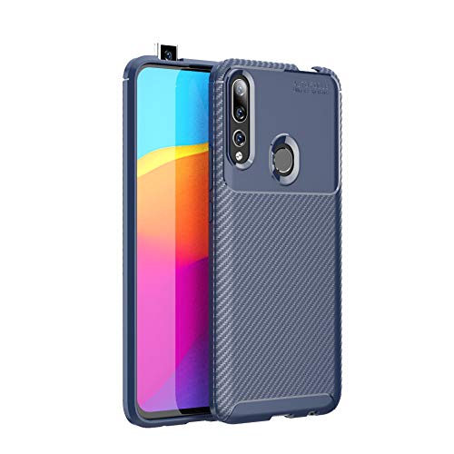 Huawei P Smart Z /Y9 Prime 2019 Case, Silicone Leather[Slim Thin] Flexible TPU Protective Case Shock Absorption Carbon Fiber Cover for Google Huawei P Smart Z /Y9 Prime 2019 Case (Navy)