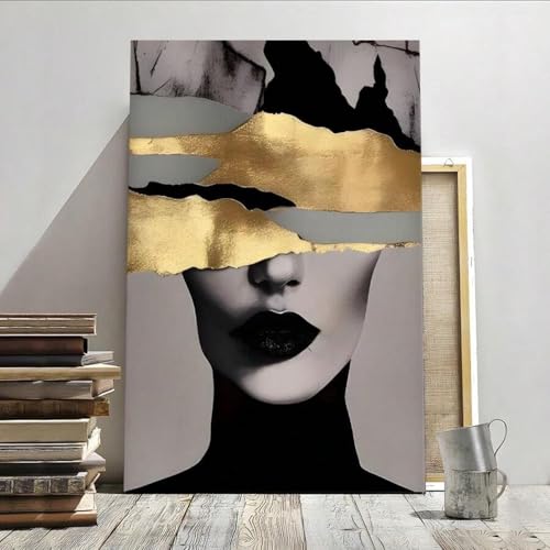 Affiche murale moderne abstraite dorée pour valoriser un mur blanc vide sans cadre 60x80