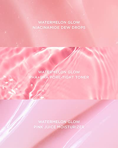 Glow Recipe Watermelon Glow Up 3-Piece Gift Set - Bha + Pha Pore-Tight Facial Toner With Hyaluronic Acid (150Ml), Niacinamide Dew Drops Serum (15Ml) + Pink Juice Oil-Free Facial Moisturizer (25Ml) #TOP1