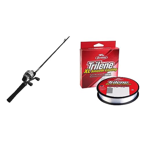 Zebco 33 Spincast Reel and Fishing Rod Combo, 6-Foot 2-Piece Fiberglass Rod with EVA Handle, Quickset Anti-Reverse & Berkley Trilene® XL®, Clear, 8lb | 3.6kg, 330yd | 301m Monofilament Fishing Line