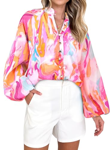 トップス foufou shirts collar minimal blouse MASCOMODA Womens Boho Floral Print Fall Tops Dressy Casual V