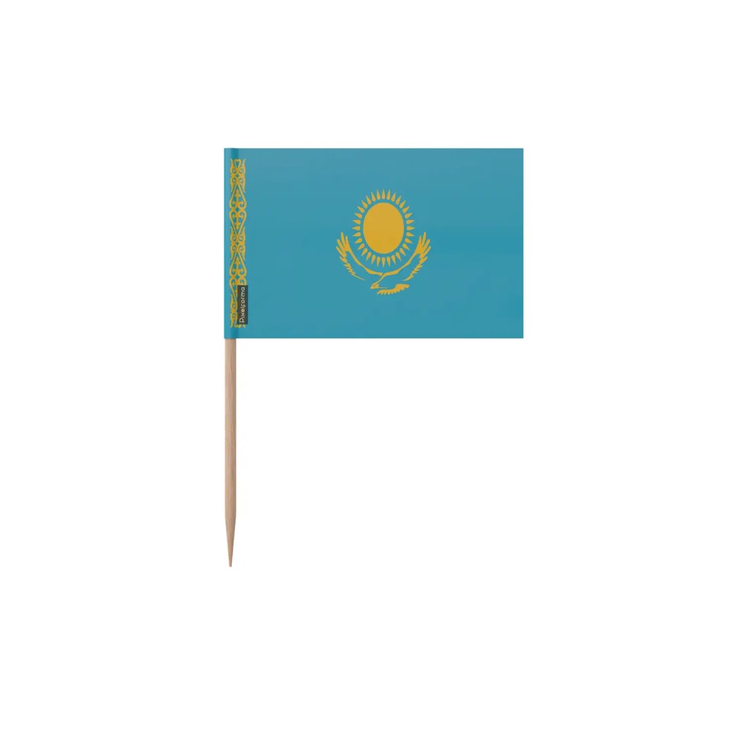 Cure-Dents Drapeau Kazakhstan 8cm | Lot de 100 Pics en Bois pour Cocktail et Buffet