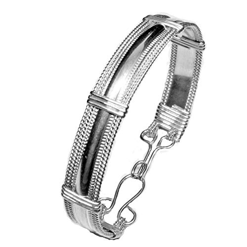 Designer Sterling Silver Bracelet for Women, Handmade Smooth Pattern 925 Silver Bangle