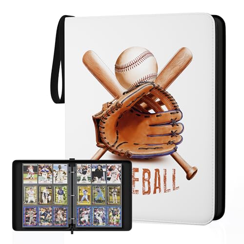Image of Kabinka 9 Pocket Baseball Card Binder, 900 Standard Cards Sports Card Binder with Zipper, Protective Trading Card Binder Collector Organizer for Baseball Sports Cards TCG (Baseball 2)