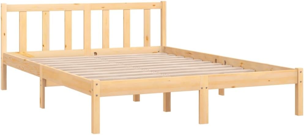 vidaXL Pine Solid Wood Bed Frame Bed Wooden Bed Double Bed Futon Bed Frame Bedroom Furniture 140 x 200 cm