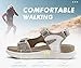 KuaiLu Womens Orthopedic Walking Sandals Comfortable Arch Support Plantar Fasciitis Relief Sport Recovery Chunky Cushion Adjustable Summer Outdoor Beach Vacation Athletic Water Shoes Beige Size 8