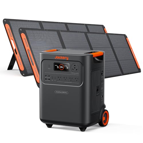 Jackery HomePower 3600 Plus Portable Power Station with 2x 200W Solar Panels, 3600W AC Output,...