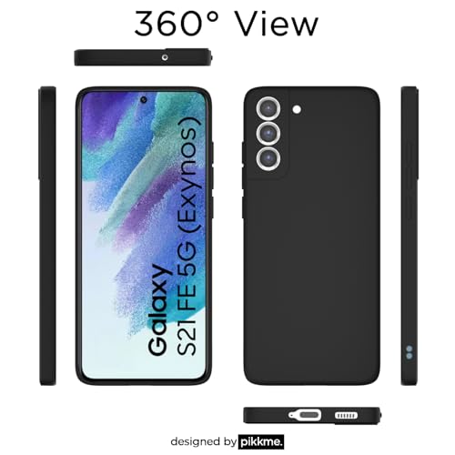 Image of Outlouders Back Cover for Samsung Galaxy S21 FE 5G | Camera Protection | Durable Soft Matte Silicone Bumper Case (Black)