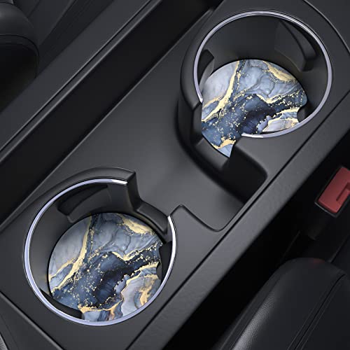 Nipichsha Car Cup Holder Coasters, Car Coasters For Cup Holders, 2 Pack Anti Slip Insert Coasters, Rubber Car Cup Mat With A Finger Notch, Cute Car Interior Accessories For Women Men(Dark Grey Marble) #TOP5