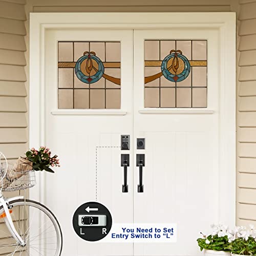 Kiayaci Front Door Lock Set Double Door Handle Sets Black Door Handle Entry Door Locksets With Rectangle Keypad Deadbolt Smart Locks For Front Door Keyless Entry Door Lock #TOP6
