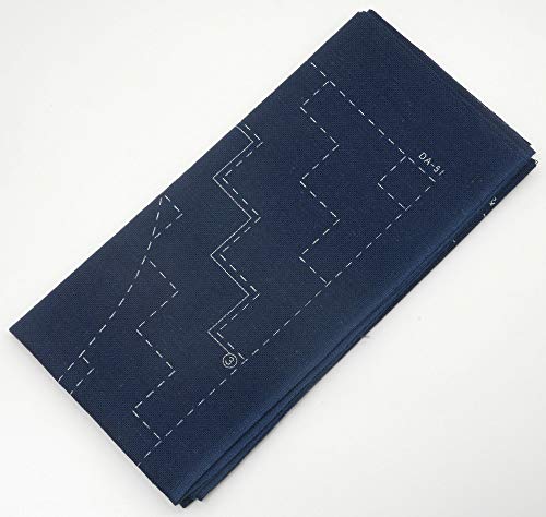 Image of Yokota Daruma Sashiko Cloth Sashiko Fabric - Pre-Printed Sashiko Sampler - White with English Instruction Inside (Navy HYOTTOKO)