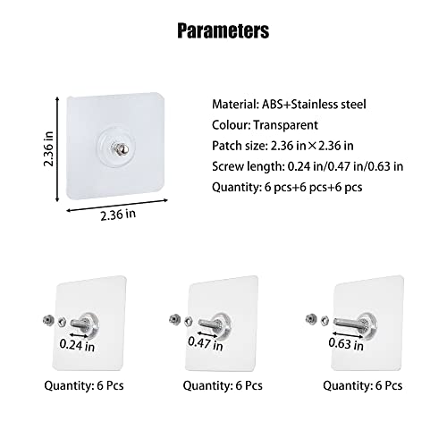 Self Adhesive Screw Set,No Drilling Wall Hanging Tool,Traceless Sticker Hook,Easy Mounted Back Glue Hanger,Strong Bearing/Nail Free/Stainless Steel/Heavy Duty/Waterproof/Seamless/Reusable(18Pcs) #TOP6