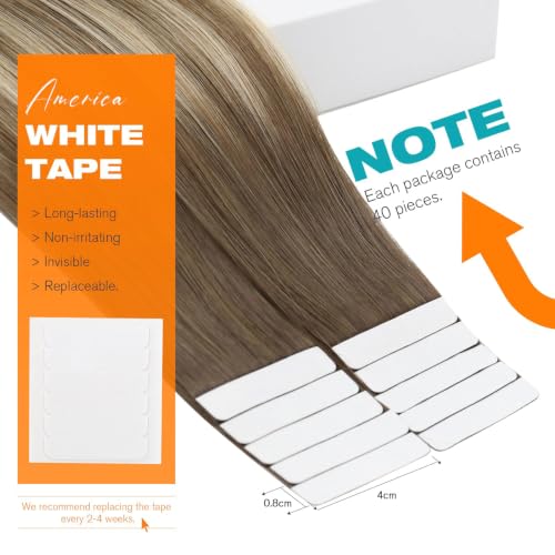 Image of Sunny Hair Tape in Hair Extensions Human Hair Light Brown Balayage Blonde