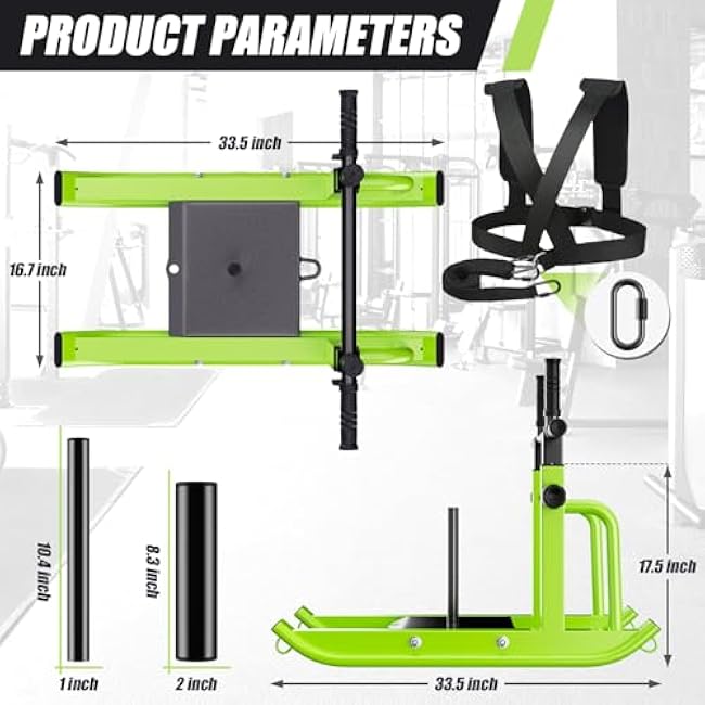 Weight Sled Adjustable Height - Weight Training Pull Sled Gym Equipment for Fitness Strength & Speed Training