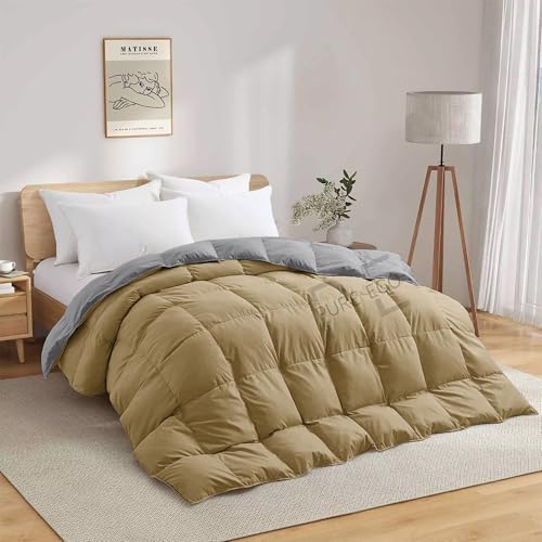 Image of PURE ECO 600 GSM Heavy Winter Blanket for Double Bed Size (90 inchX100 inch) - 600 GSM Heavy Winter Comforter /Rajai /Duvet /Blanket Microfiber Super Soft Fluffy for Winter Double Bed - Beige /Silver Grey Color