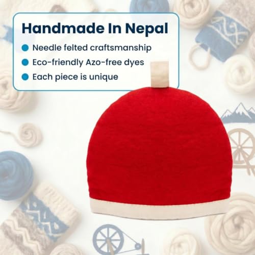Image of Glaciart One Wool Teapot Cozy Kettle Cover | Dome Shaped Large Tea Cosy, Kettle or French Press | Handmade & Needle Felted from Natural Wool | Warms Up to 2 Hours | Great as Gift