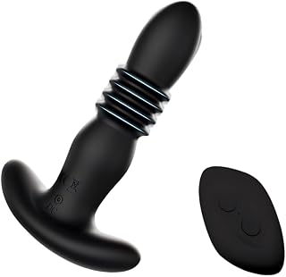 Masseur de Prostate Automatique avec Fonction Va-et-vient - 9 Modes de Poussée & Vibration - Plug Anal Ergonomique avec Télécommande sans Fil - Silicone Médical & Étanche - Noir