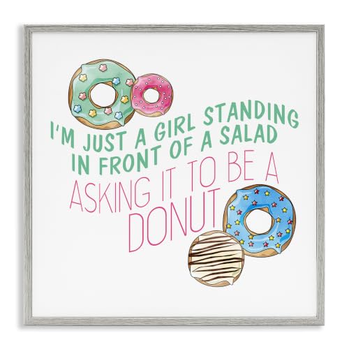 Humorous Donut Girl Quote Typography, 12 x 12 Inch Framed Giclée Print