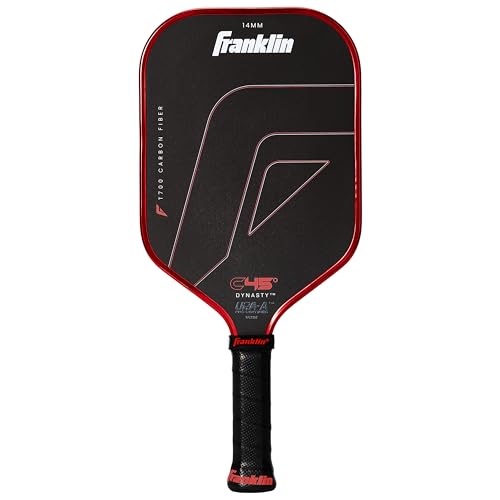 Franklin Sports PRO Pickleball Paddles C45 Carbon Fiber Series - Official USAP + UPA Approved Pro Player Design DYNASTY 14MM RED