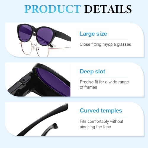 Polarized Sunglasses Fit Over Glasses for Women Men, Trendy Round Wrap Around Shades UV Protection3