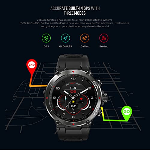 Zeblaze Stratos 2 Smart Sports Watch 1.3'' Full-touch Screen 360 * 360 High Resolution 4-Satellite
